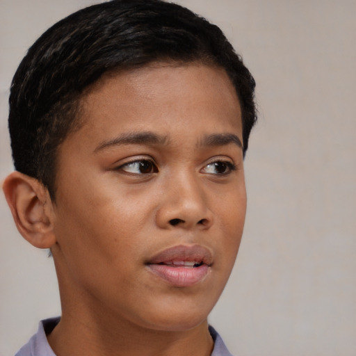 Neutral black young-adult female with short  brown hair and brown eyes