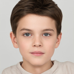 Neutral white child male with short  brown hair and brown eyes