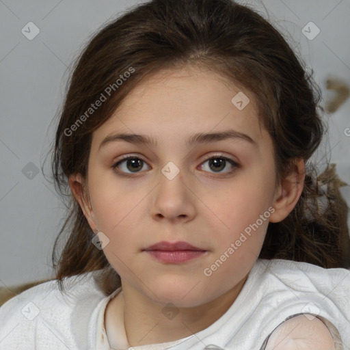 Neutral white child female with medium  brown hair and brown eyes