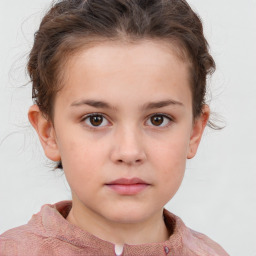 Neutral white child female with short  brown hair and brown eyes