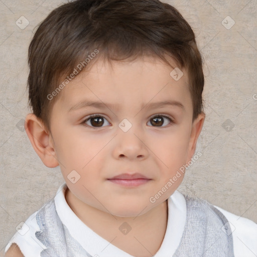 Neutral white child male with short  brown hair and brown eyes