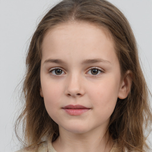 Neutral white child female with medium  brown hair and brown eyes