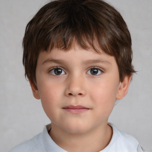 Neutral white child male with short  brown hair and brown eyes