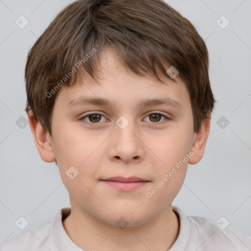 Neutral white child male with short  brown hair and brown eyes