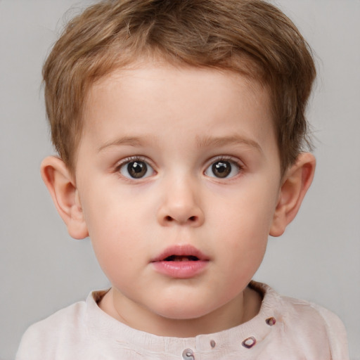 Neutral white child male with short  brown hair and brown eyes