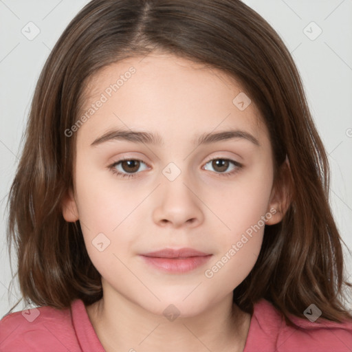 Neutral white child female with medium  brown hair and brown eyes