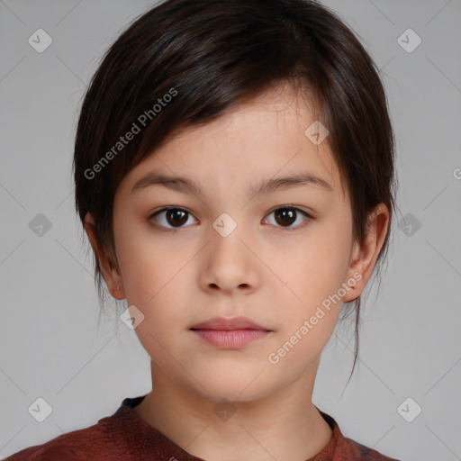 Neutral white child female with medium  brown hair and brown eyes