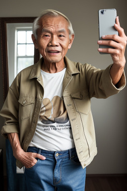 Thai elderly male with  blonde hair