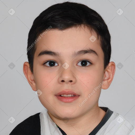 Neutral white child male with short  brown hair and brown eyes