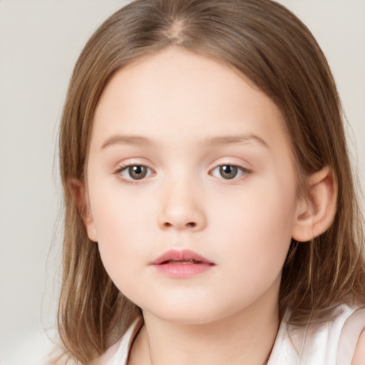 Neutral white child female with medium  brown hair and brown eyes