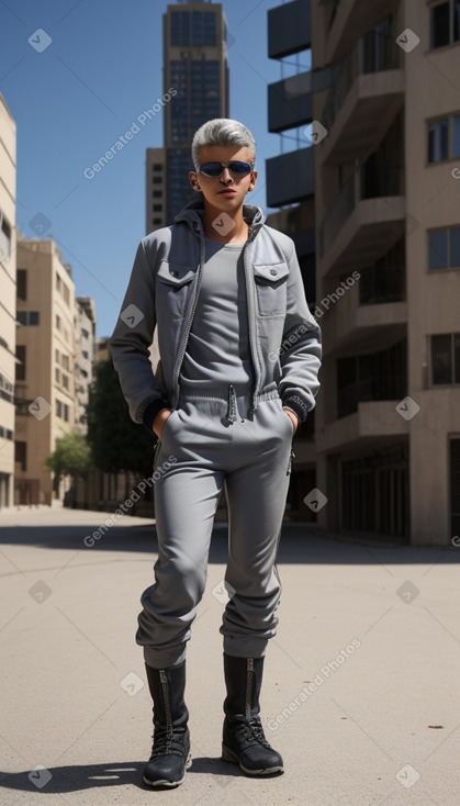 Lebanese teenager boy with  gray hair