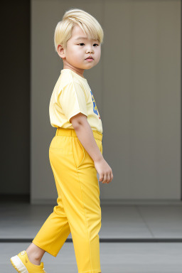 Korean child boy with  blonde hair