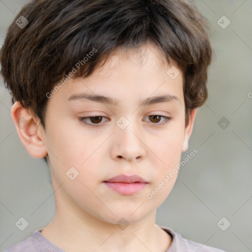 Neutral white child male with short  brown hair and brown eyes