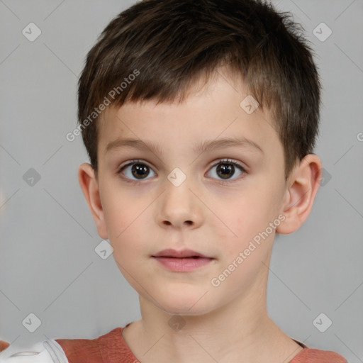 Neutral white child male with short  brown hair and brown eyes