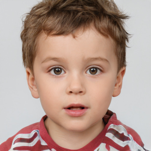 Neutral white child male with short  brown hair and brown eyes