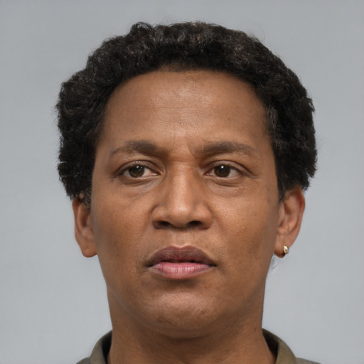Neutral latino adult male with short  brown hair and brown eyes