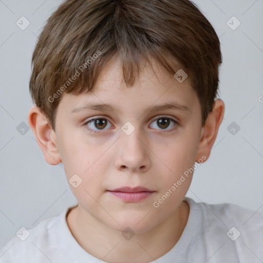 Neutral white child male with short  brown hair and brown eyes