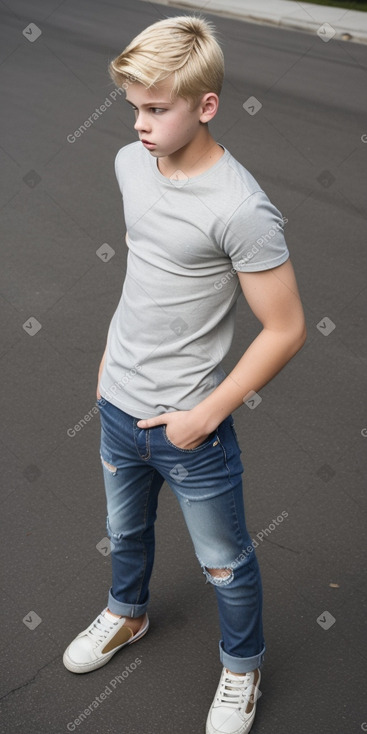 American teenager boy with  blonde hair