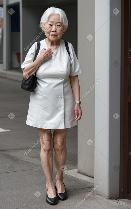 Korean elderly female with  white hair