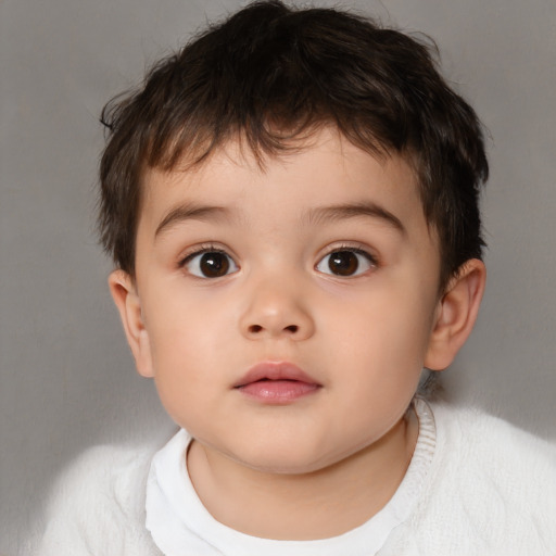 Neutral white child male with short  brown hair and brown eyes