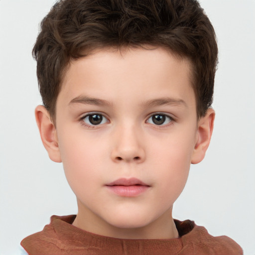 Neutral white child male with short  brown hair and brown eyes