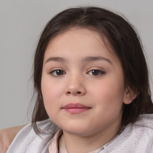 Neutral white child female with medium  brown hair and brown eyes