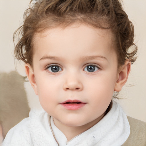 Neutral white child female with short  brown hair and brown eyes