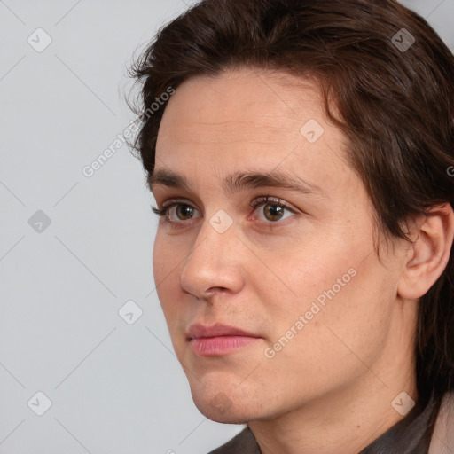 Neutral white adult male with short  brown hair and brown eyes