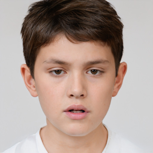 Neutral white child male with short  brown hair and brown eyes