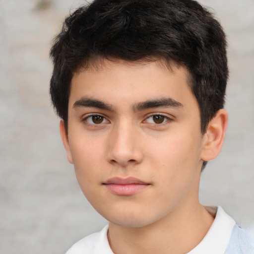 Neutral white child male with short  brown hair and brown eyes