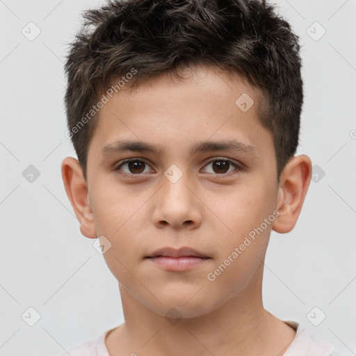 Neutral white child male with short  brown hair and brown eyes