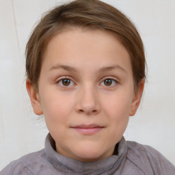 Neutral white child female with short  brown hair and brown eyes