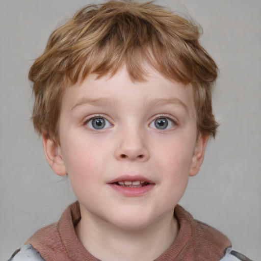 Neutral white child male with short  brown hair and blue eyes