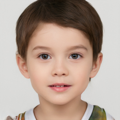 Neutral white child male with short  brown hair and brown eyes