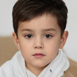 Neutral white child male with short  brown hair and brown eyes