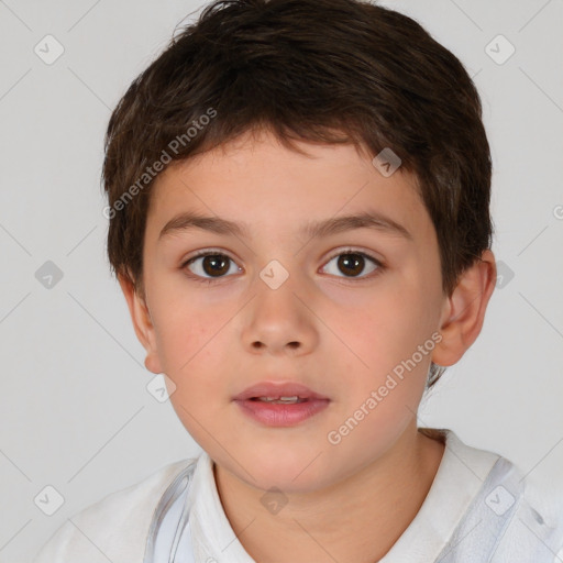 Neutral white child male with short  brown hair and brown eyes