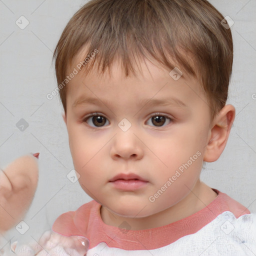 Neutral white child male with short  brown hair and brown eyes