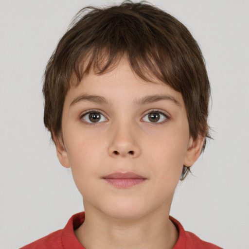 Neutral white child female with short  brown hair and brown eyes