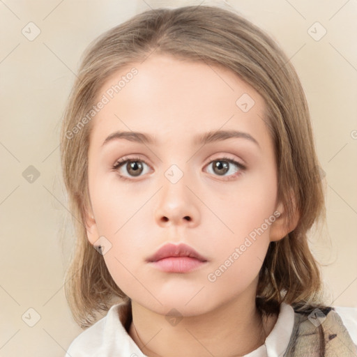 Neutral white child female with medium  brown hair and brown eyes