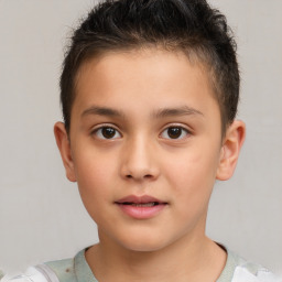 Neutral white child male with short  brown hair and brown eyes