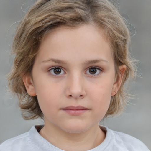 Neutral white child female with medium  brown hair and brown eyes