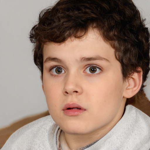 Neutral white child male with medium  brown hair and brown eyes