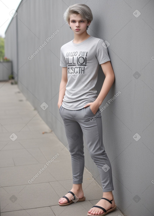 Lithuanian teenager boy with  gray hair