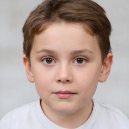 Neutral white child female with short  brown hair and brown eyes