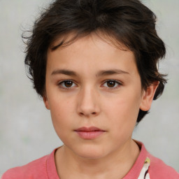 Neutral white young-adult female with short  brown hair and brown eyes
