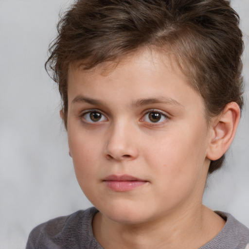 Neutral white child male with short  brown hair and brown eyes