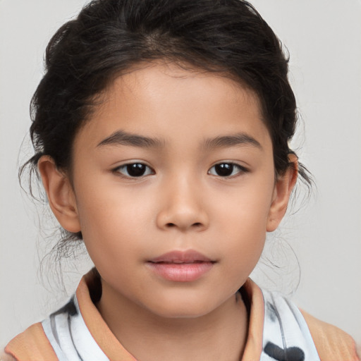 Neutral white child female with medium  brown hair and brown eyes