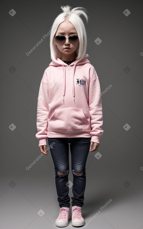 Mongolian child girl with  white hair