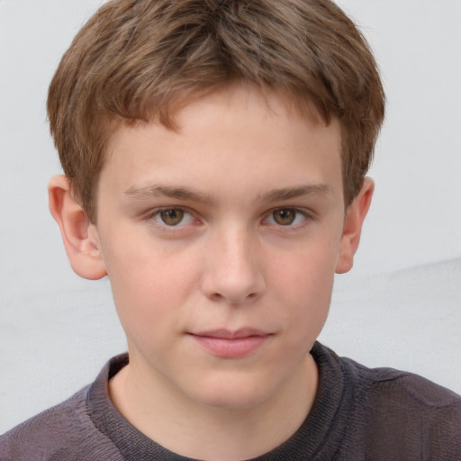 Neutral white child male with short  brown hair and grey eyes