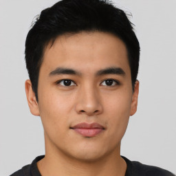 Neutral asian young-adult male with short  brown hair and brown eyes